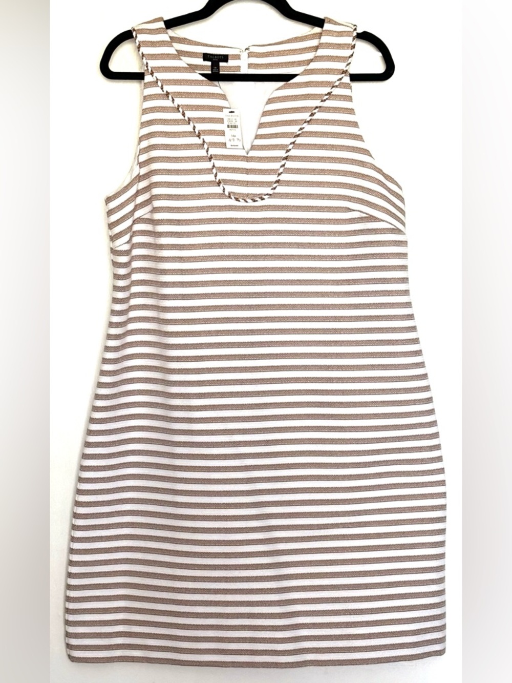 Talbots Striped Sleeveless Top NWT | White Tan Nautical | Size 14P Petite